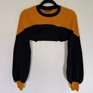 Elhoffer Top Women Small Interstellar Capricorn Crop Costume Cosplay Con Yellow
